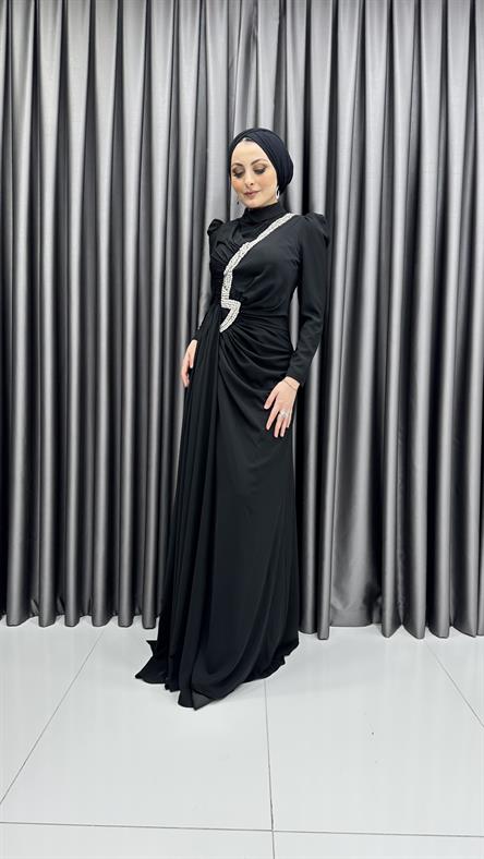 4637 H Abiye Elbise-Siyah