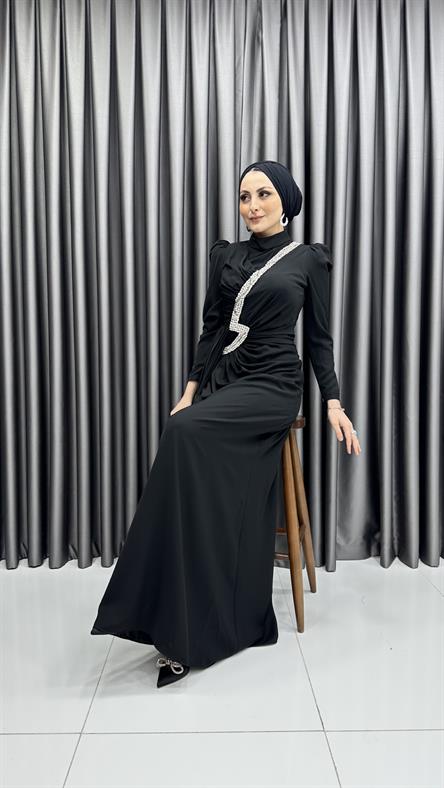 4637 H Abiye Elbise-Siyah