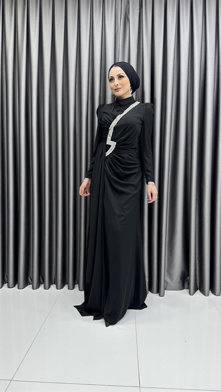 4637 H Abiye Elbise-Siyah