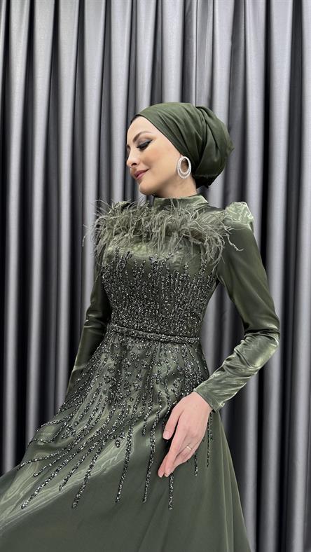 4638 H Abiiye Elbise-Haki