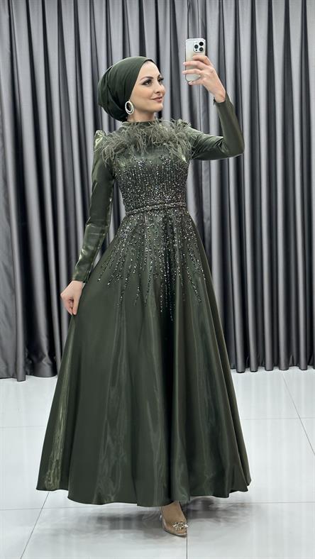 4638 H Abiiye Elbise-Haki
