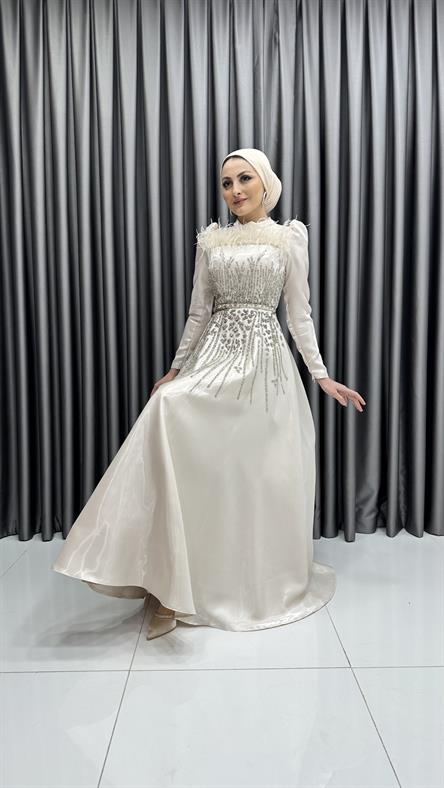 4638 H Abiiye Elbise-Krem