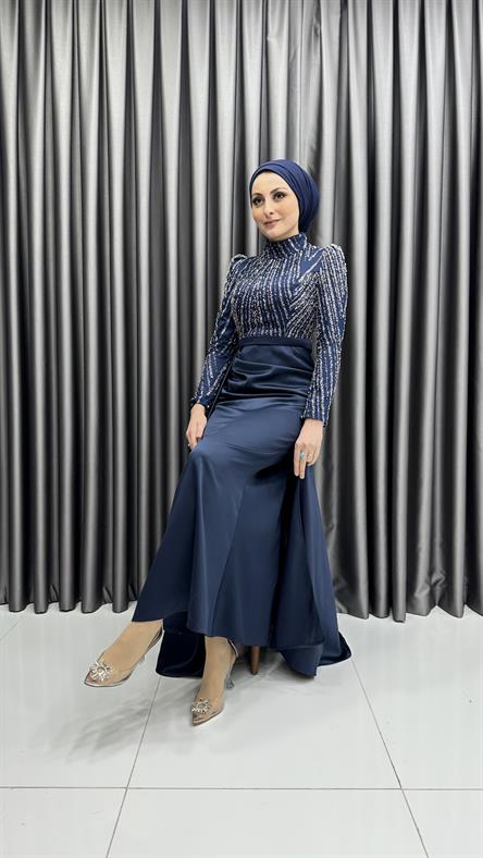 4646 H Abiye Elbise-Lacivert