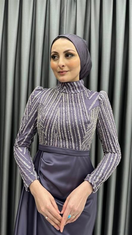 4646 H Abiye Elbise-Lila