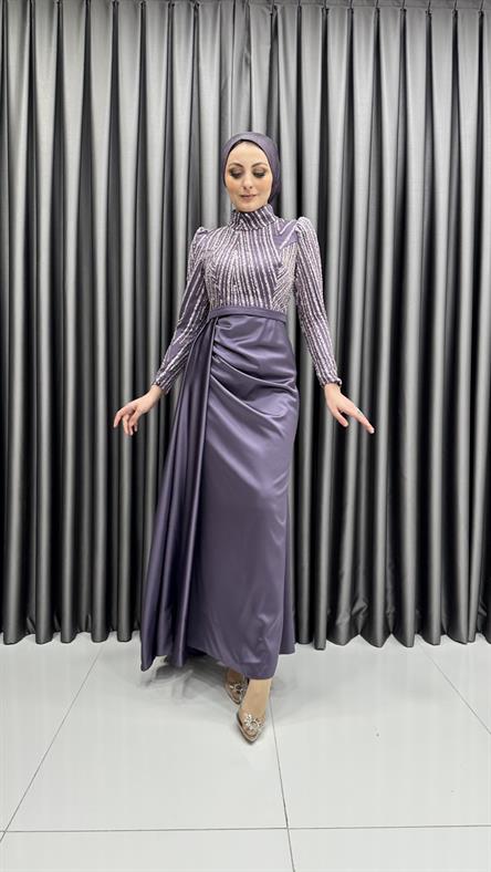 4646 H Abiye Elbise-Lila