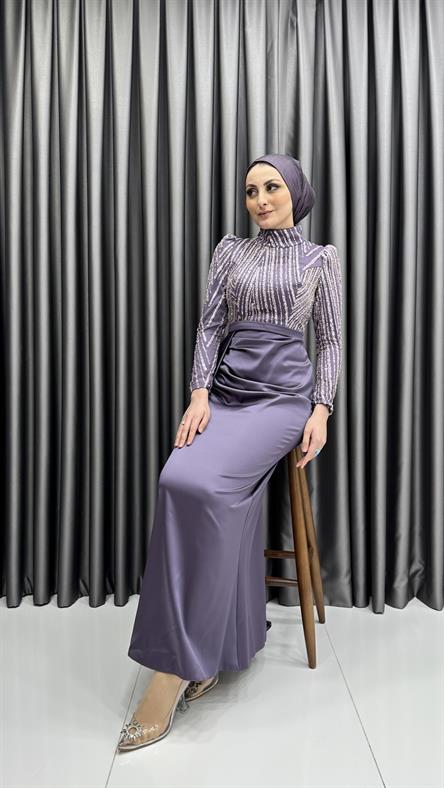 4646 H Abiye Elbise-Lila