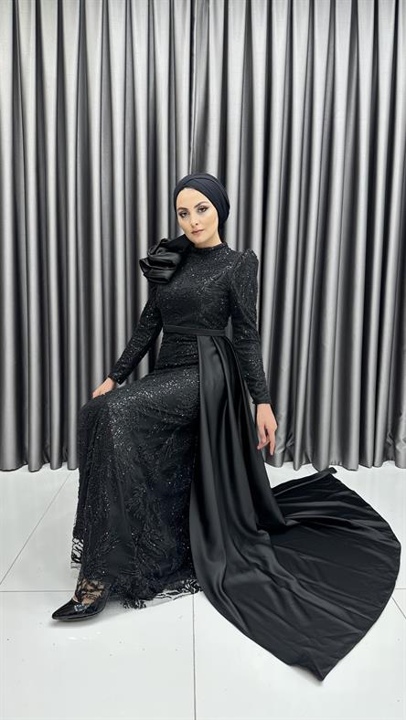 4668 H Abiye Elbise-Siyah