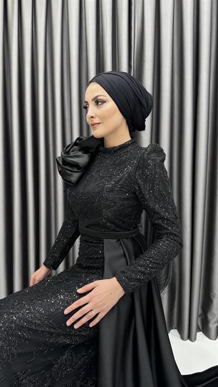 4668 H Abiye Elbise-Siyah