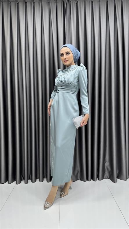 4685 H Abiye Elbise-Mavi