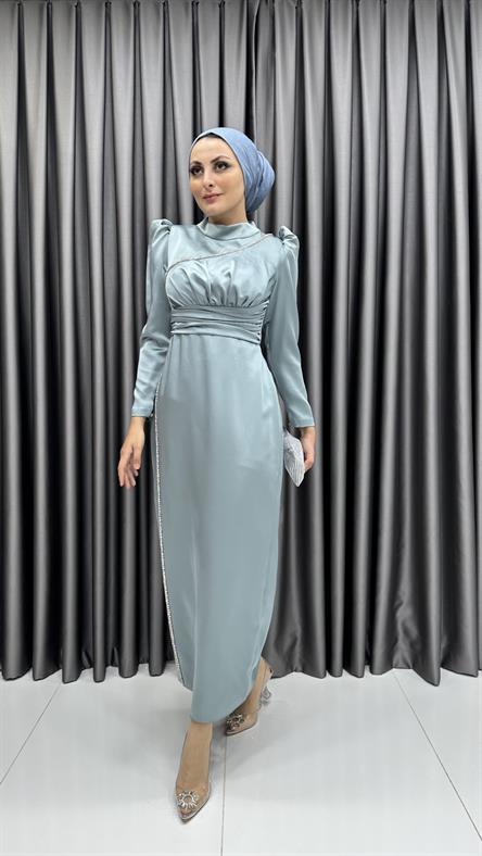 4685 H Abiye Elbise-Mavi