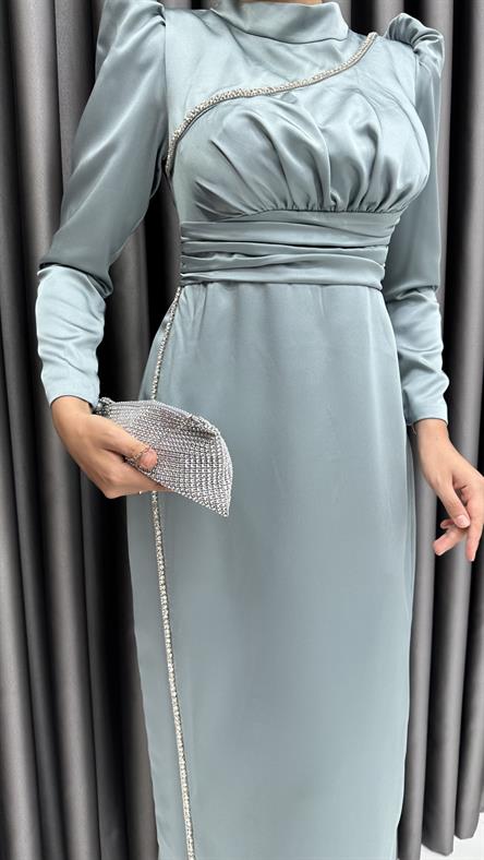 4685 H Abiye Elbise-Mavi