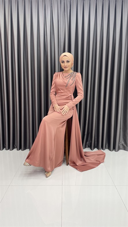 4700 F Abiye Elbise-Gül Rengi