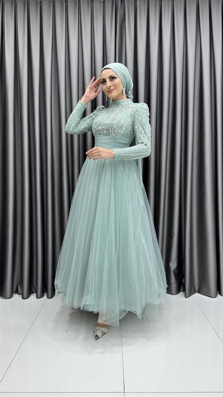 4701 H Abiye Elbise-Mint