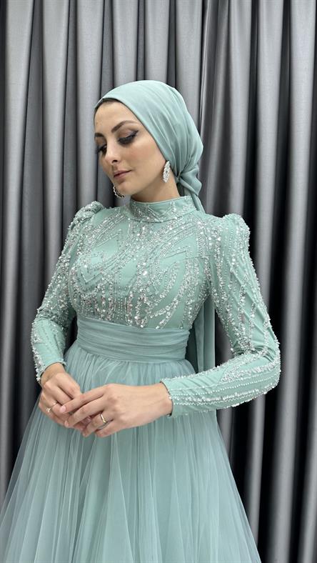 4701 H Abiye Elbise-Mint