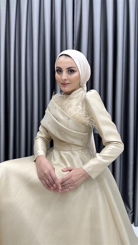 4715 H Abiye Elbise-Gold Rengi