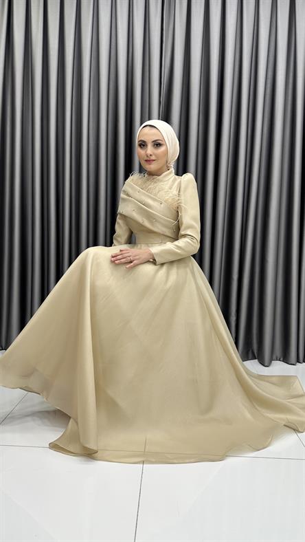 4715 H Abiye Elbise-Gold Rengi