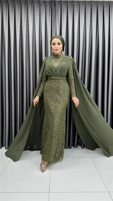 4717 H Abiye Elbise-Haki