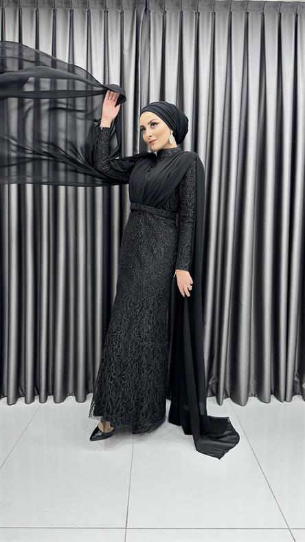 4717 H Abiye Elbise-Siyah