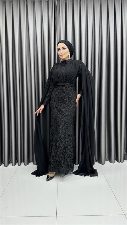 4717 H Abiye Elbise-Siyah