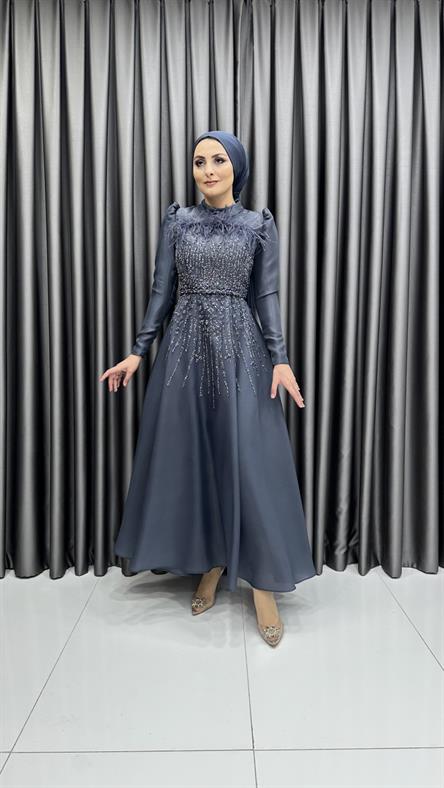 4718 H Abiye Elbise-Antrasit