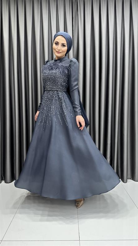 4718 H Abiye Elbise-Antrasit