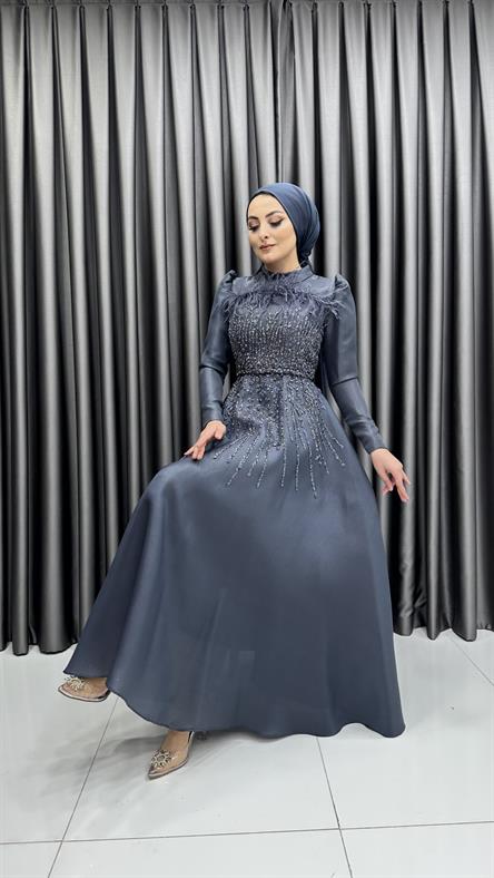 4718 H Abiye Elbise-Antrasit