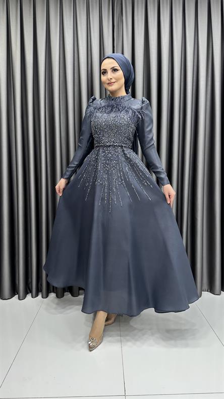 4718 H Abiye Elbise-Antrasit