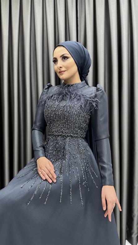 4718 H Abiye Elbise-Antrasit