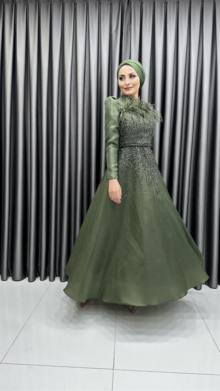 4718 H Abiye Elbise-Haki