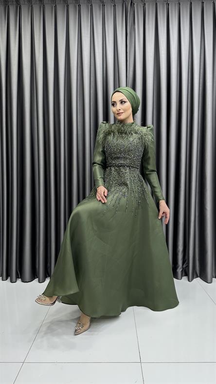 4718 H Abiye Elbise-Haki