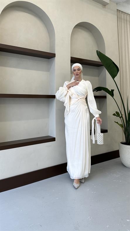 4726 Kelebek Abiye-Ekru