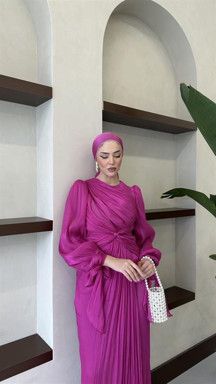 4726 Kelebek Abiye-Fuşya