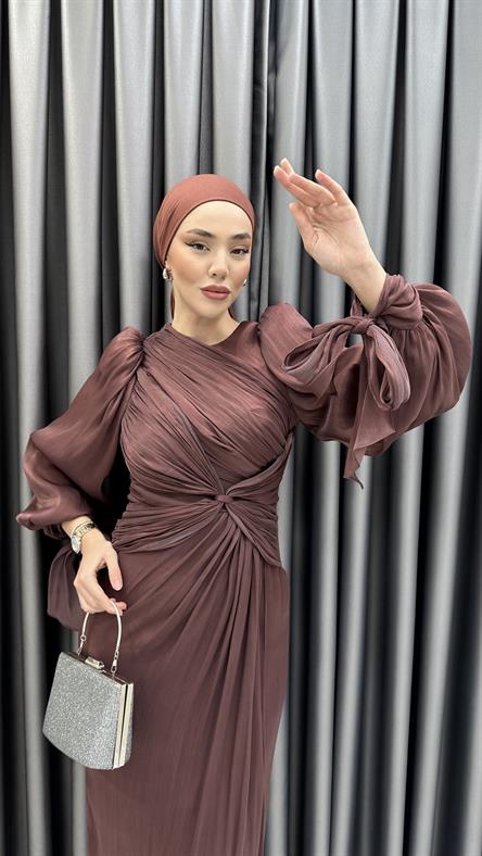 4726 Kelebek Abiye-Koyu Gül
