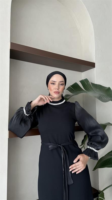 4726 T Krep Elbise-Siyah