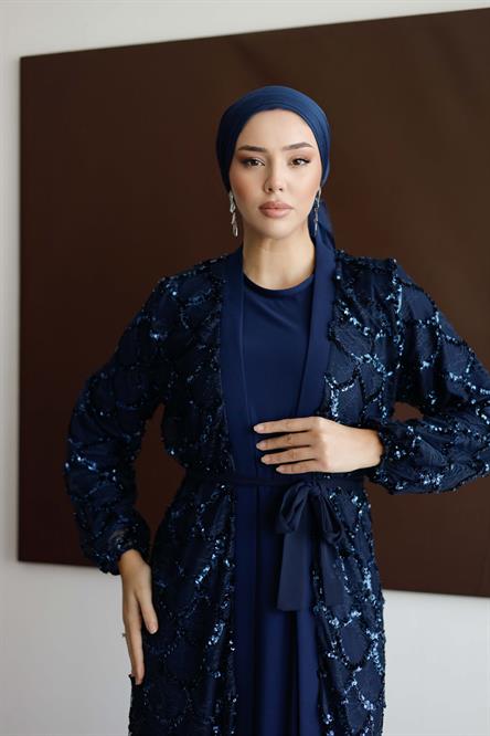 4767 T Abaya Takım-Lacivert