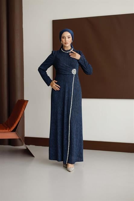 4781 T Abaya Elbise-Lacivert
