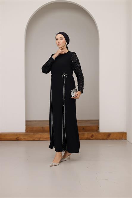 4787 T Çiçek Abiye-Siyah