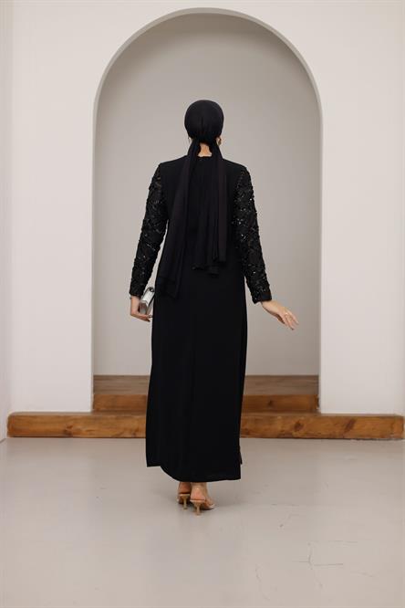 4787 T Çiçek Abiye-Siyah