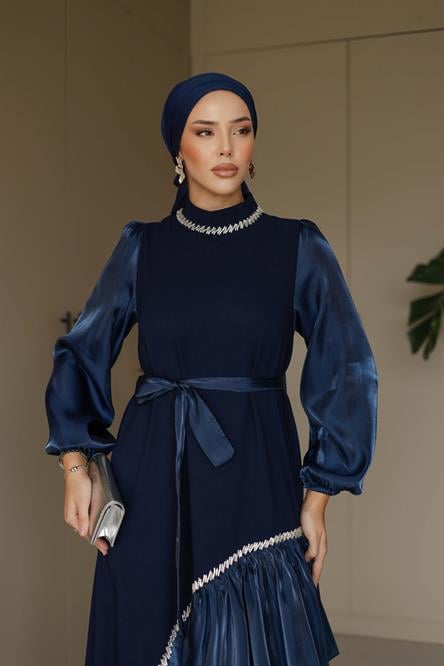 4793 T Abiye Elbise-Lacivert