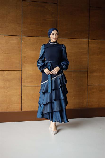 4799 T Abiye Elbise-Lacivert