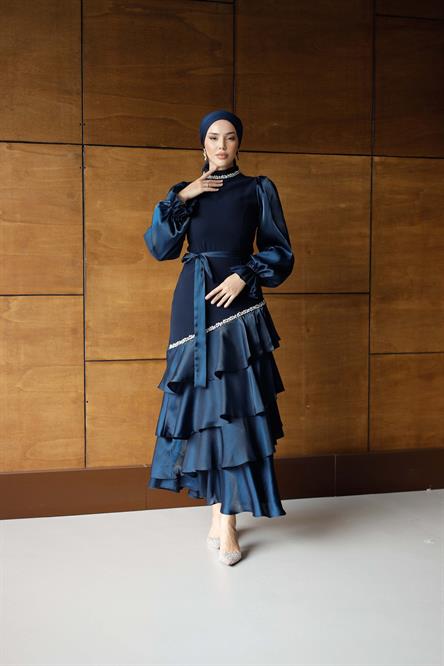 4799 T Abiye Elbise-Lacivert