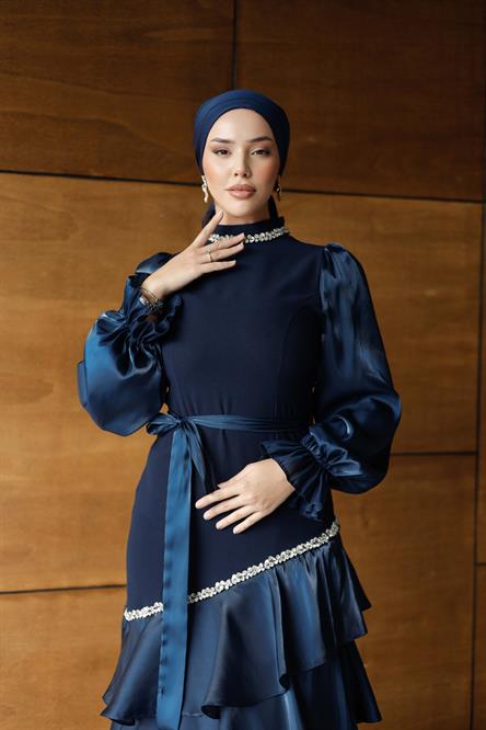 4799 T Abiye Elbise-Lacivert