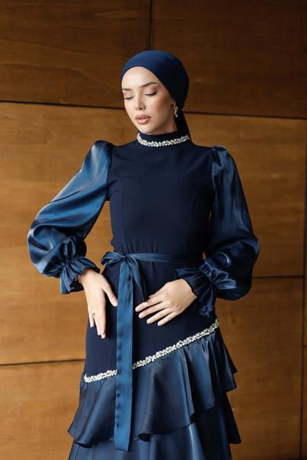 4799 T Abiye Elbise-Lacivert