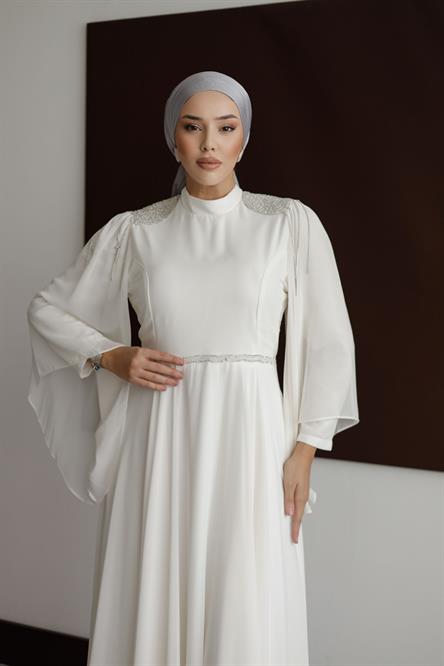 4803 T Abiye Elbise-Ekru