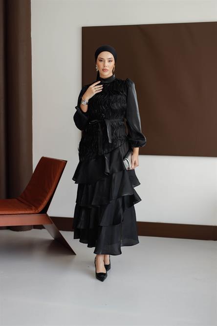 4813 T Organize Tül-Siyah