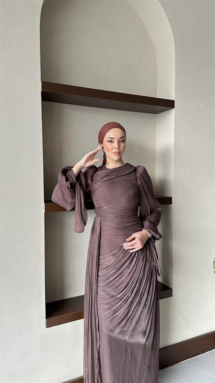 4849 D İnci Abiye-Kahve Rengi