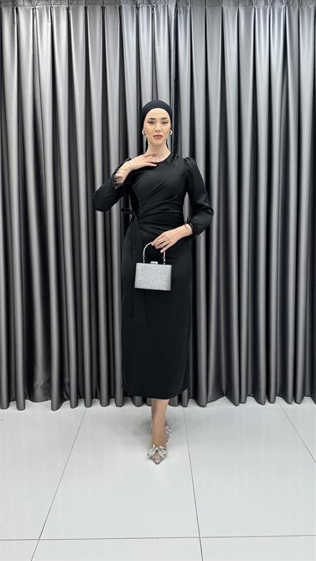 4897 S Saten Elbise-Siyah