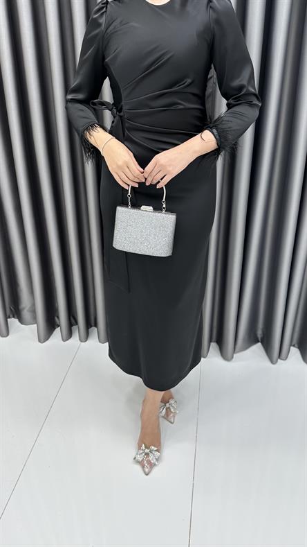 4897 S Saten Elbise-Siyah