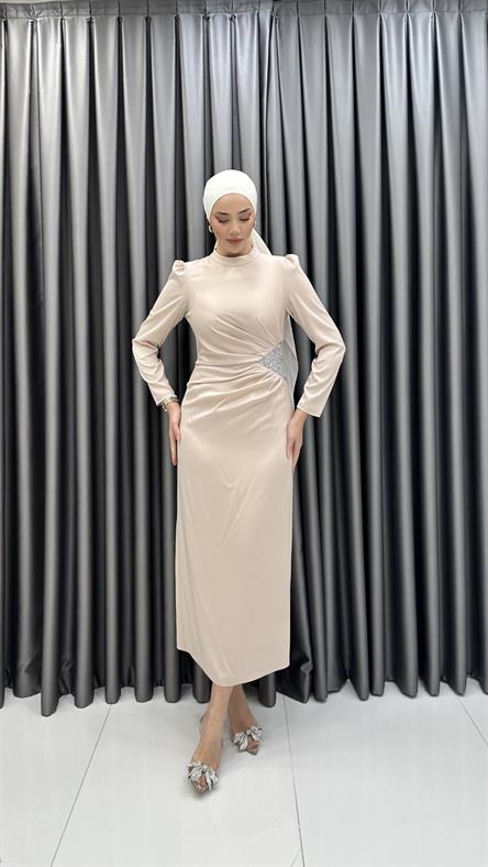 4898 S Abiye Elbise-Bej