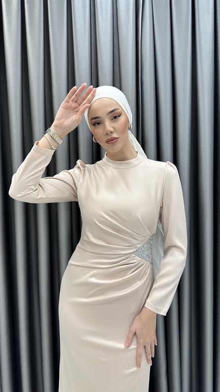 4898 S Abiye Elbise-Bej